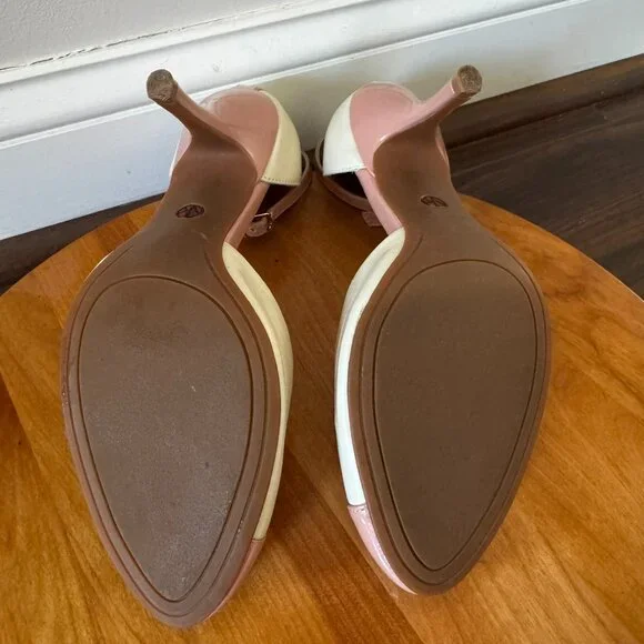 Violet & Red “Chloe” Pink & Ivory Spectator Heels  Women’s 8M  3.5” Heel - Picture 5 of 9